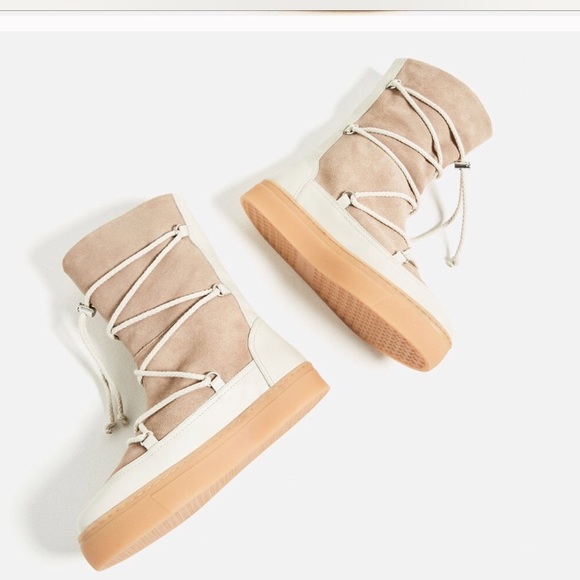 ZARA SPLIT SUEDE LACE UP BOOTS BRAND NEW WITH TAGS US 8 EUR 39 - Picture 4 of 6